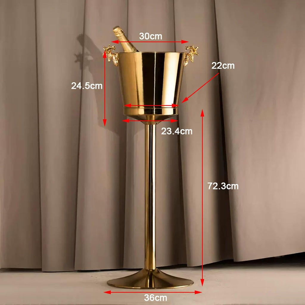 Keep Ice Frozen Longer Large Stainless Steel Free Standing Wine Chiller Coolers and Cellar with Ice Bucket Kitchen Bar Wares for parties(Gold)