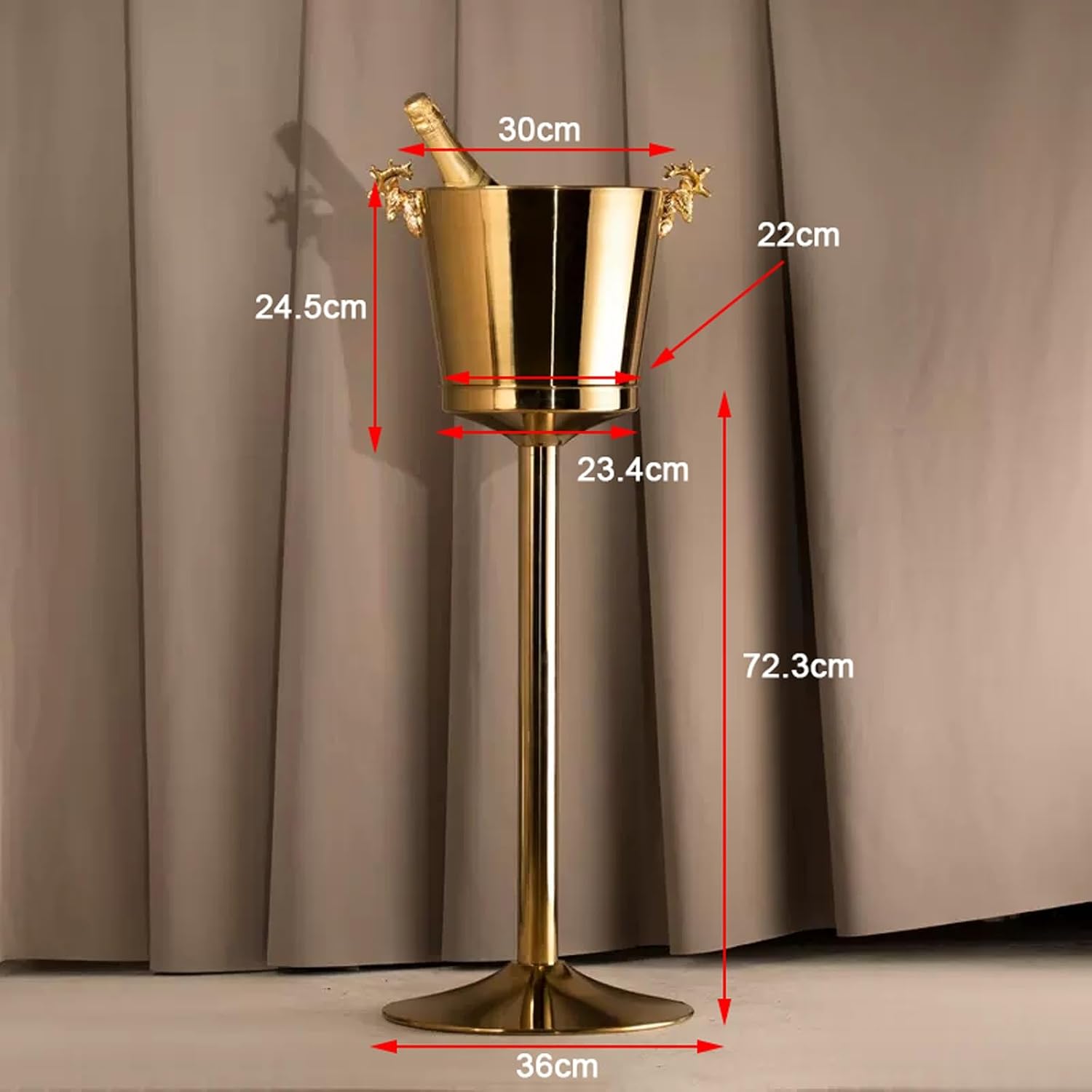 Keep Ice Frozen Longer Large Stainless Steel Free Standing Wine Chiller Coolers and Cellar with Ice Bucket Kitchen Bar Wares for parties(Gold)