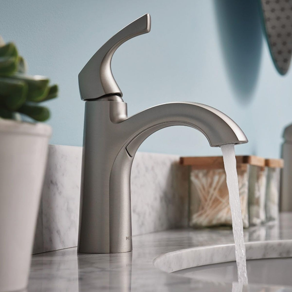 Moen Lindor Brushed Nickel Single Handle Lavatory Faucet 4 in.