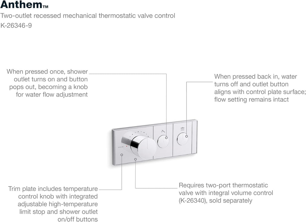 KOHLER K- 26346-9-AF ANTHEM™ RECESSED MECH TH CONTROL 2OT, Vibrant French Gold