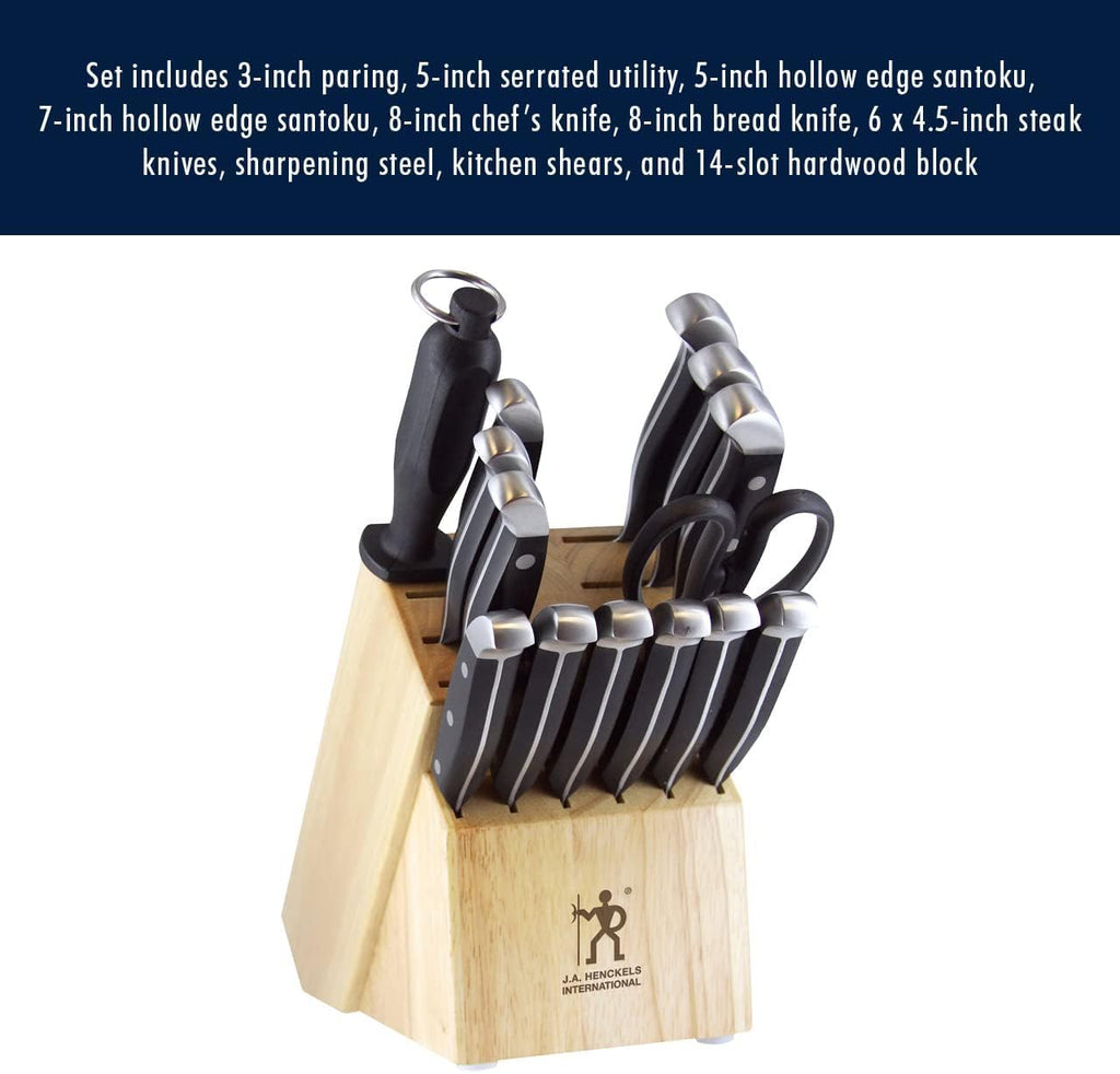 HENCKELS Statement Premium Quality 15-Piece Knife Block Set, Natural, Razor-Sharp, German Engineered Informed by 100+ Years of Mastery, Lightweight and Strong, Dishwasher Safe