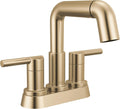 Delta Nicoli Centerset Brushed Gold Bathroom Faucet with Sprayer, 4 Inch 3 Hole Bathroom Sink Faucet with Pull Out Sprayer, Push-Pop Drain, Champagne Bronze 25849LF-CZPD