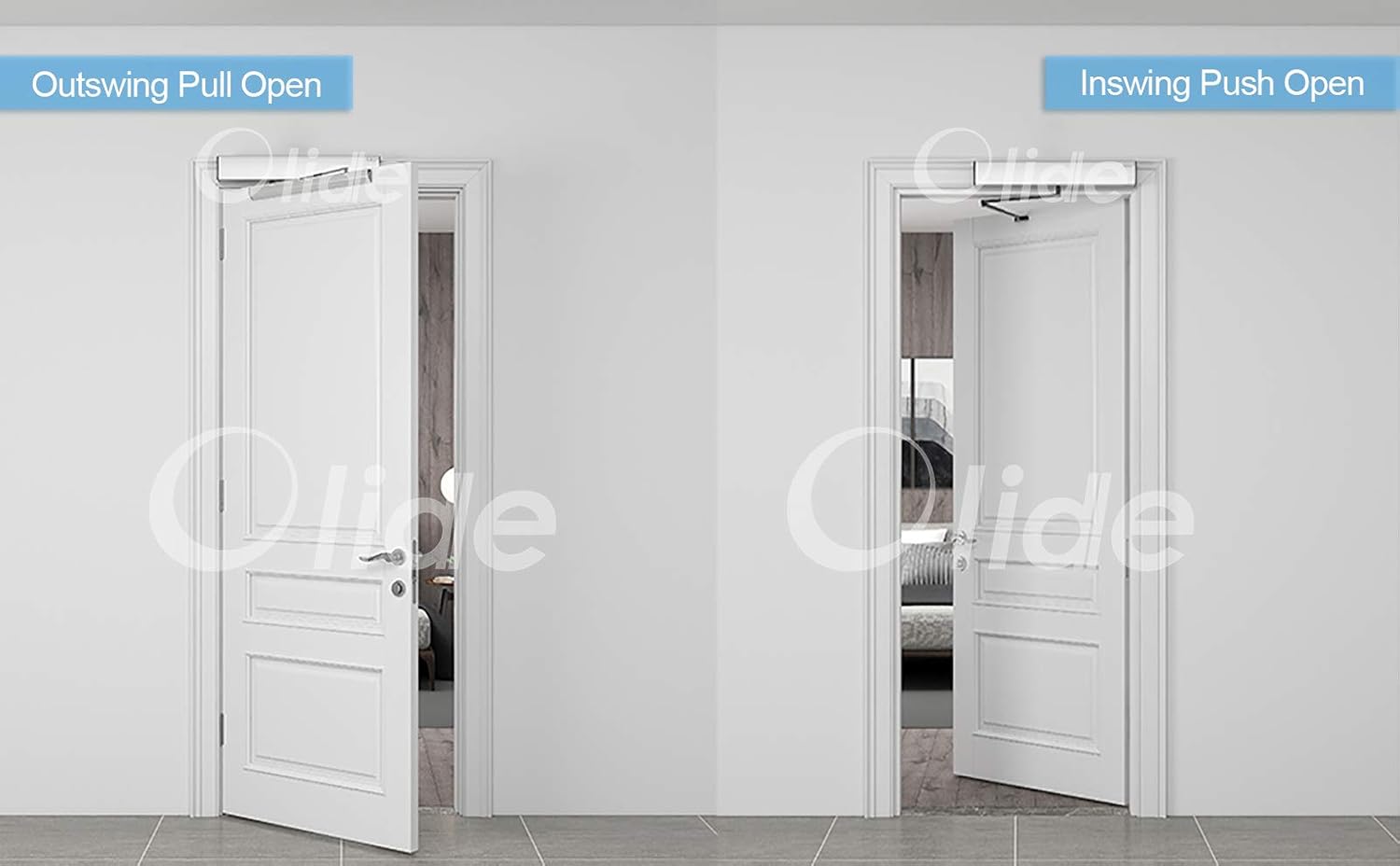 Olideauto Automatic Swing Door Opener with 2PCS Square Wireless Hand Sensor Switch and Receiver