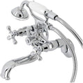 Kingston Brass KS225C Kingston Wall Mount Clawfoot Tub Faucet with Hand Shower, Polished Chrome