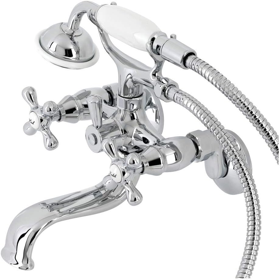 Kingston Brass KS225C Kingston Wall Mount Clawfoot Tub Faucet with Hand Shower, Polished Chrome