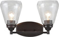 Aspen Creative 62120-2, Two-Light Metal Bathroom Vanity Wall Light Fixture, 16' Wide, Transitional Design in Oil Rubbed Bronze with Clear Glass Shade