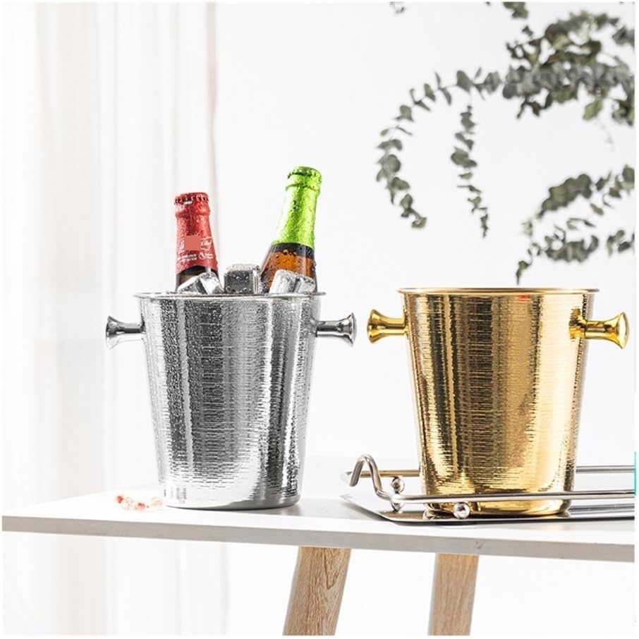 Ice Bucket, Golden Stainless Steel Ice Bucket, Home Party Ice Wine Bucket Ice Buckets for Parties(Gold,Small)