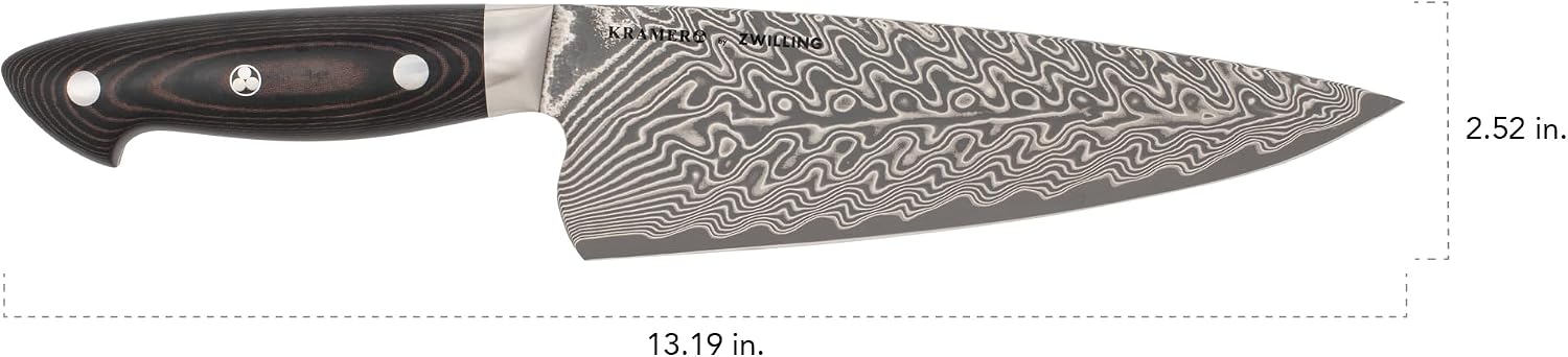 HENCKELS 8-inch Chef's Knife, Premium Quality, German Engineered, Informed by 100+ Years of Mastery, Stainless Steel, Dishwasher Safe, Black/Brown