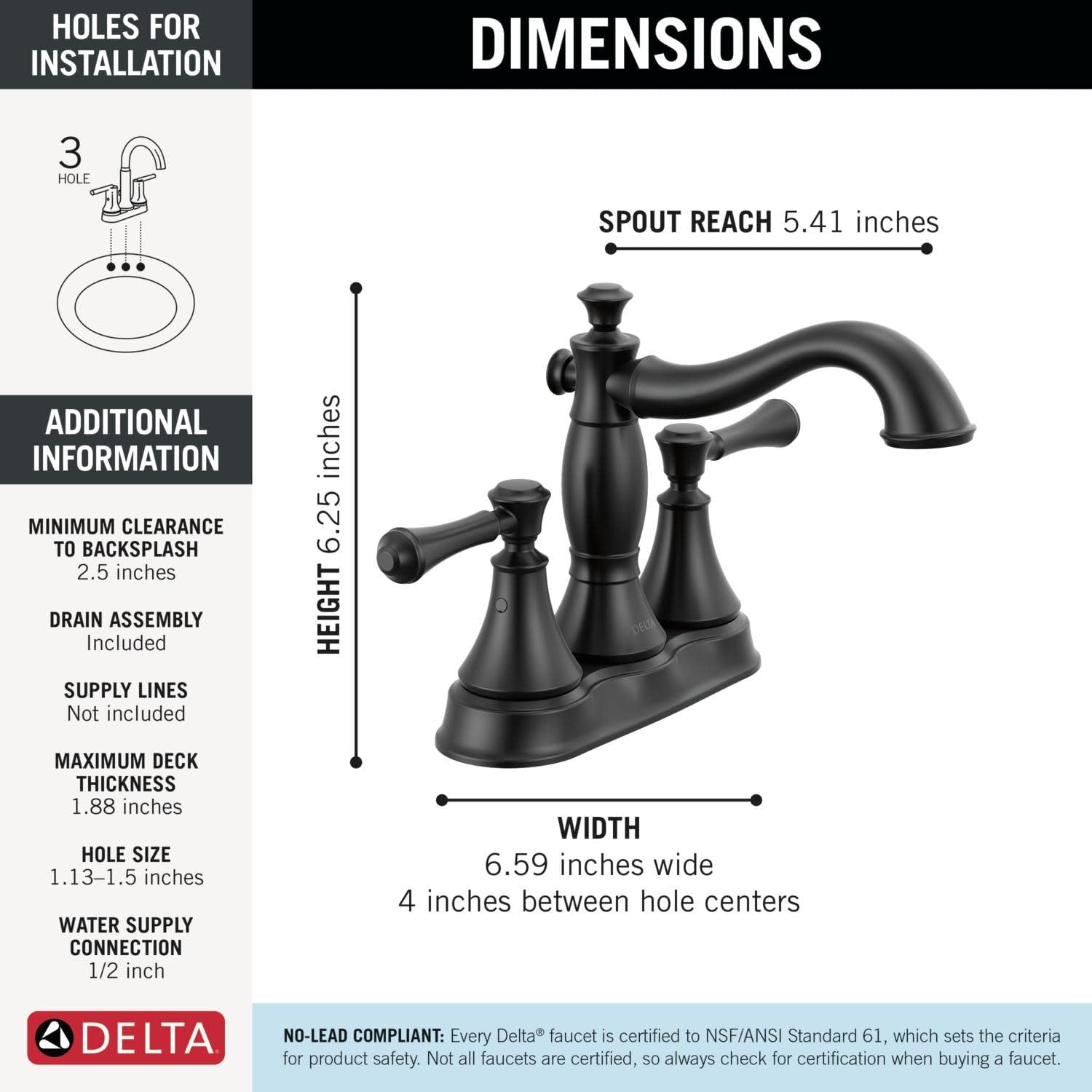 Delta Faucet Cassidy Gold Bathroom Faucet, Centerset Bathroom Faucet, Metal Drain Assembly, Champagne Bronze 2597LF-CZMPU, 5.41 x 6.59 x 5.41 inches