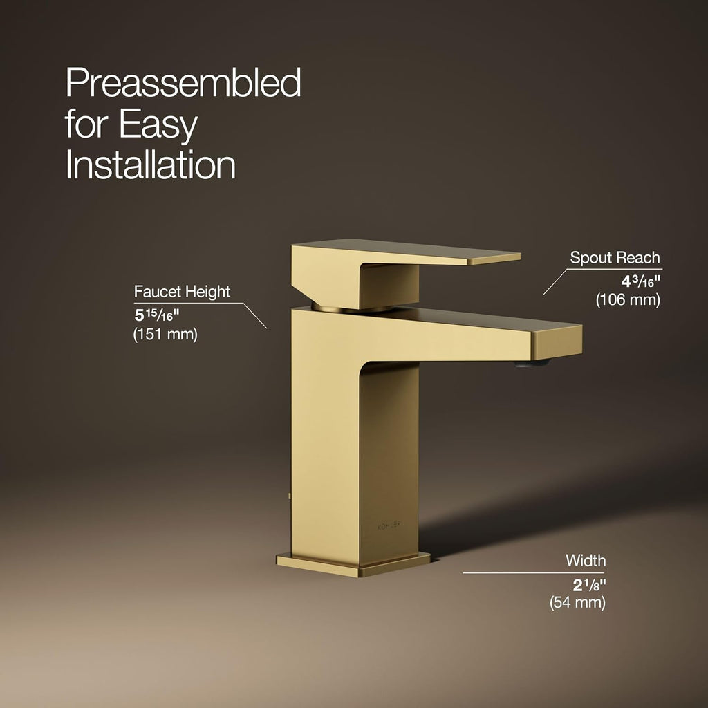 Kohler K-37889-4-2MB Honesty® Single-Handle Bathroom Sink Faucet, Bathroom Faucets, 1.2 GPM, Vibrant Brushed Moderne Brass