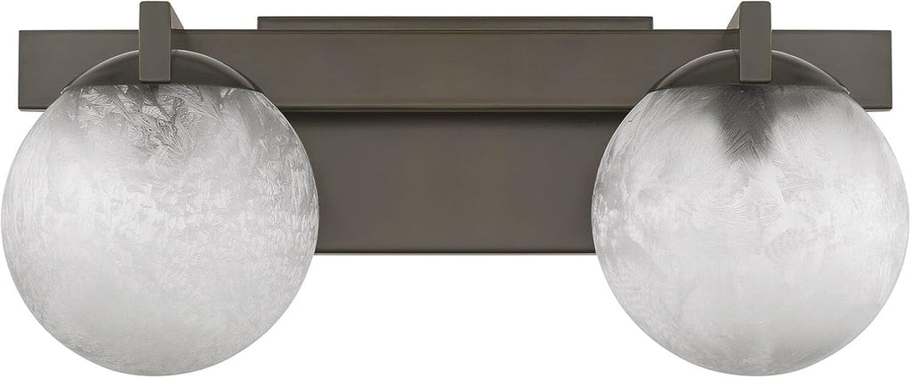 Savoy House 8-1017-2-15 Darien Contemporary Ice Glass Bathroom Vanity Wall Light, 2-Light 120 Total Watts, 7' H x 17' W, Mediterranean Bronze