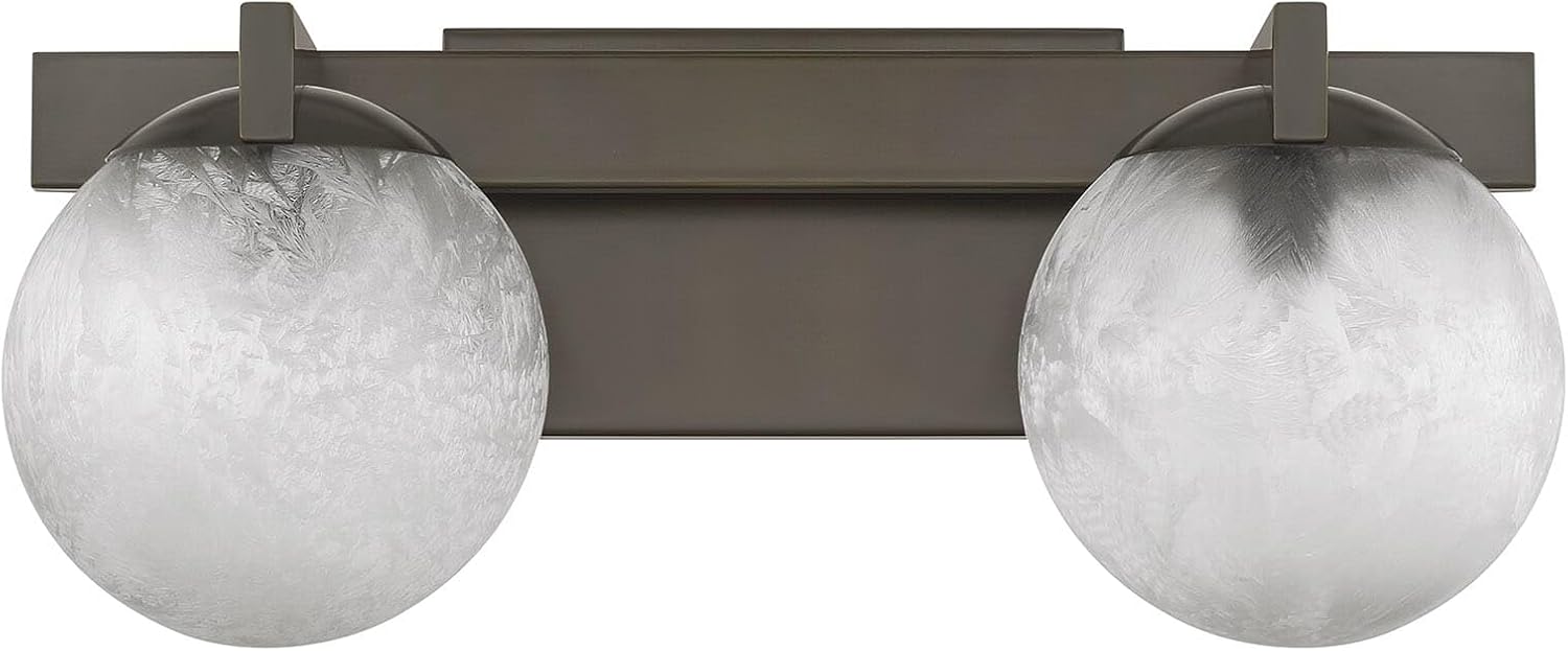 Savoy House 8-1017-2-15 Darien Contemporary Ice Glass Bathroom Vanity Wall Light, 2-Light 120 Total Watts, 7' H x 17' W, Mediterranean Bronze