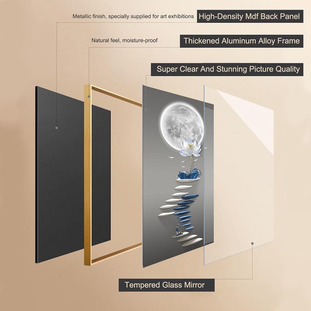 JHDXL Breaker Box Cover, Decorative Fuse Box Cover Cabinet, Poster Decorative Mural, Gold Frame Design, Various Styles Available(Gold4,50 * 100cm/19.7 * 39.4in)