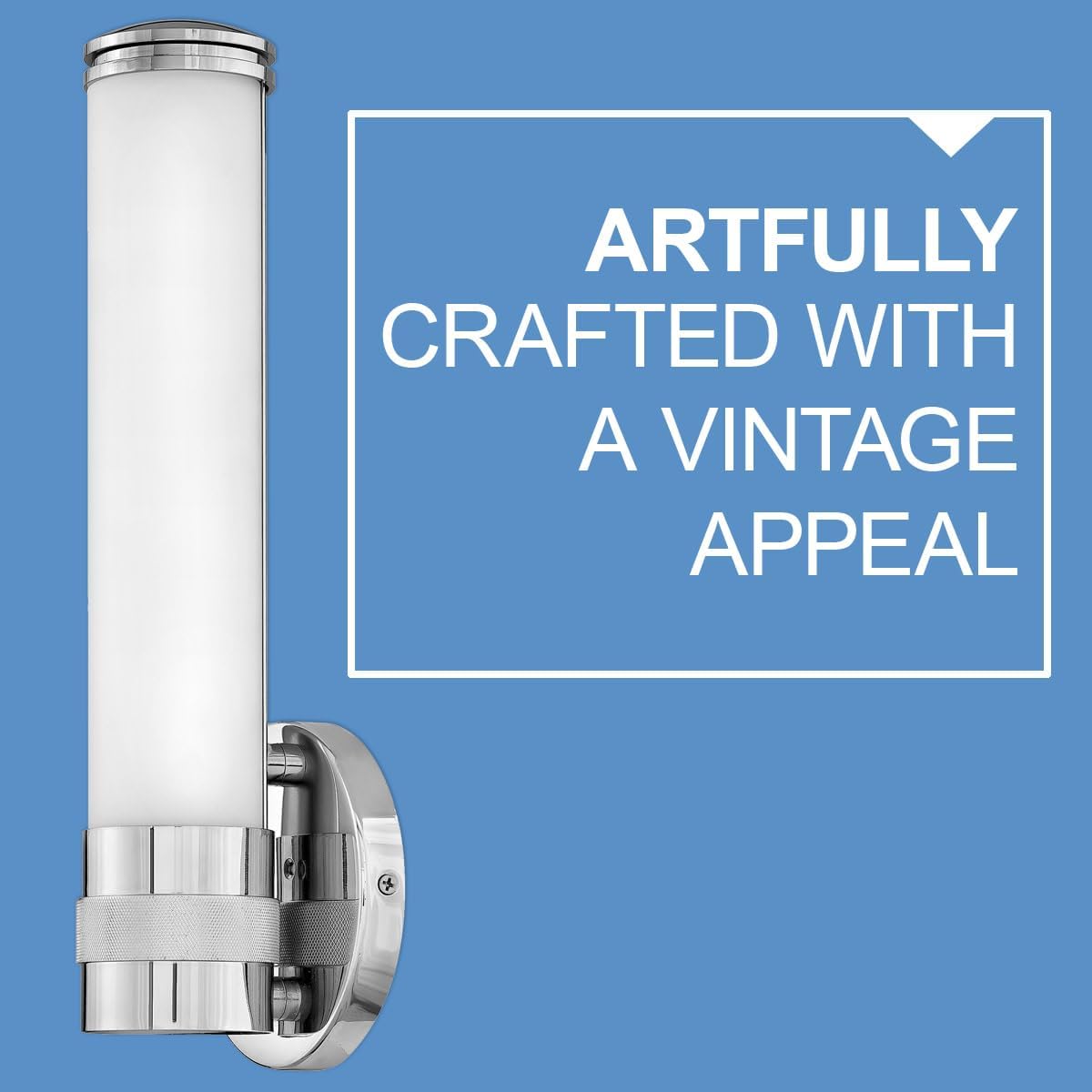 Hinkley Remi 5070CM Integrated LED 16W Bathroom Vanity Sconce, Etched White Glass, Mid-Century Modern, ADA Compliant, Chrome