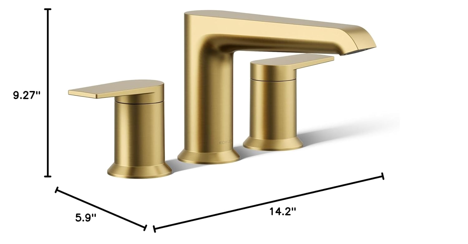 KOHLER K-T25740-4-2MB Hint Two-Handle Deck-Mount Bath Faucet Trim, 10.0 GPM, Minimalist Design, Corrosion Resistant, Vibrant Brushed Moderne Brass