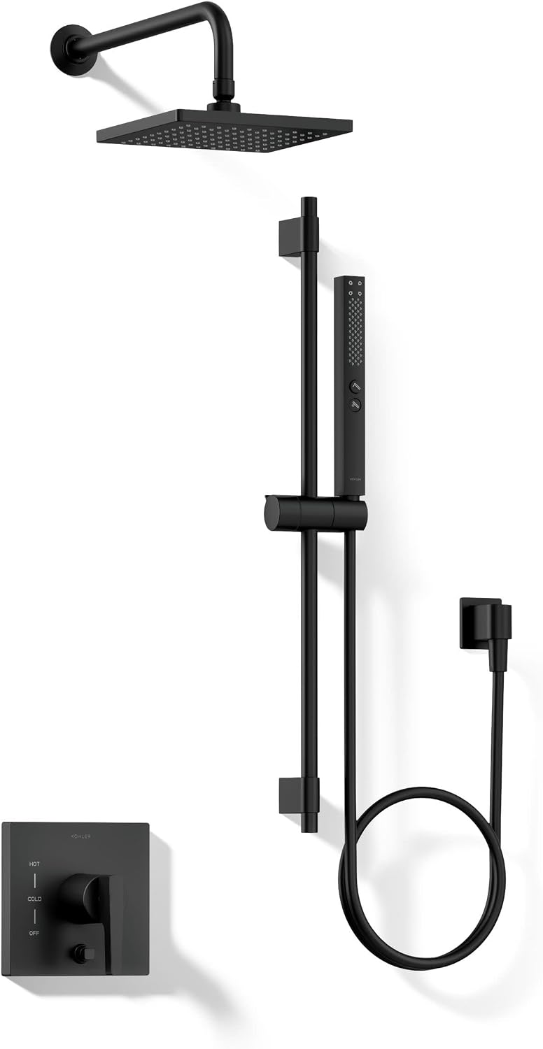 Kohler K-26273-G-BL Honesty Shower Kit with Showerhead, Handshower, and Trim, 1.75 gpm, Matte Black