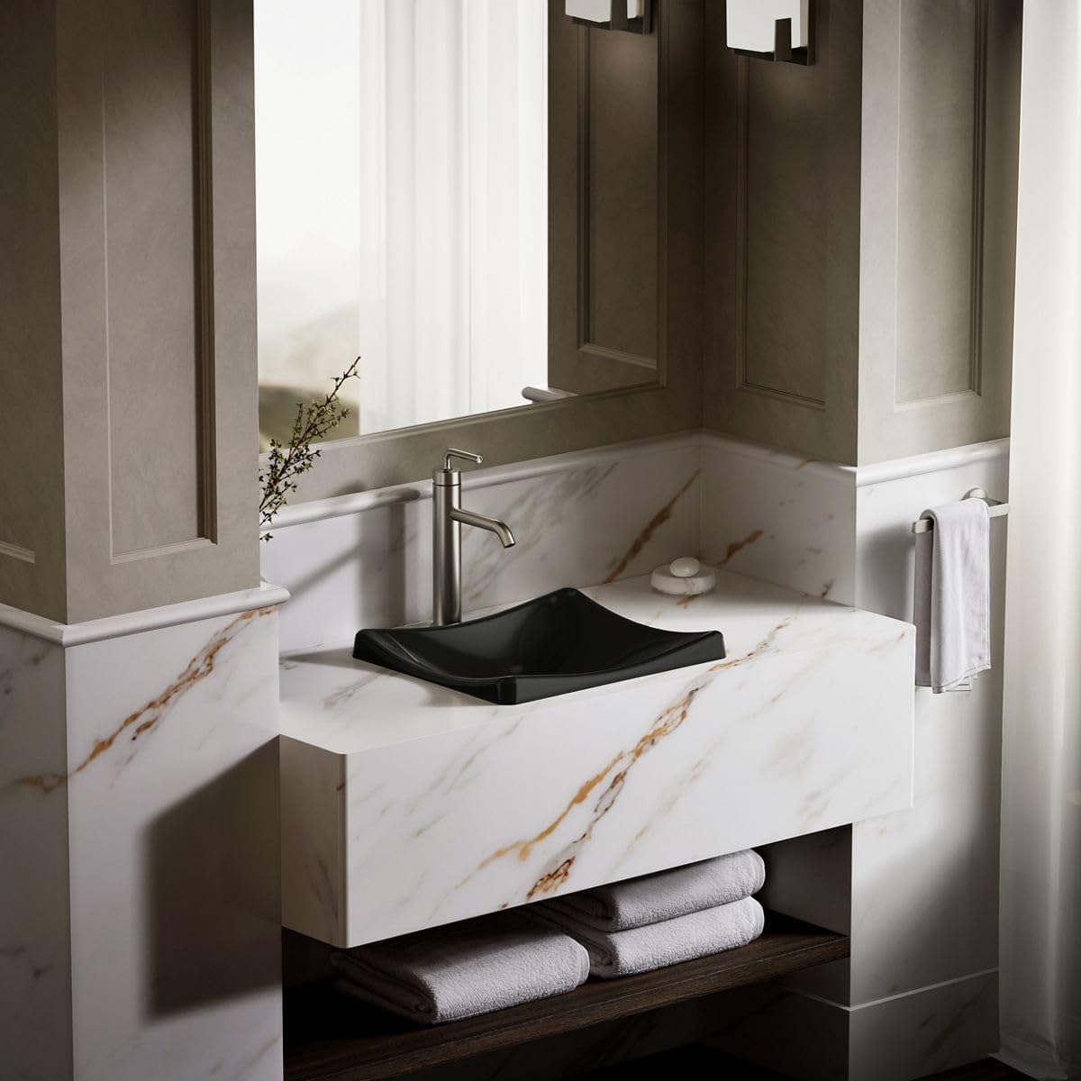 Kohler K-2833-7 DemiLav Above-Counter Single Bowl Bathroom Sink Black Black