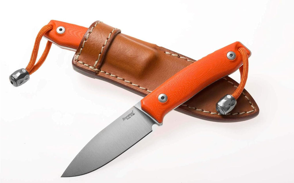 LionSTEEL M1 Bushcraft Fixed Blade Knife, M390 Sintered Steel Blade, Leather Sheath