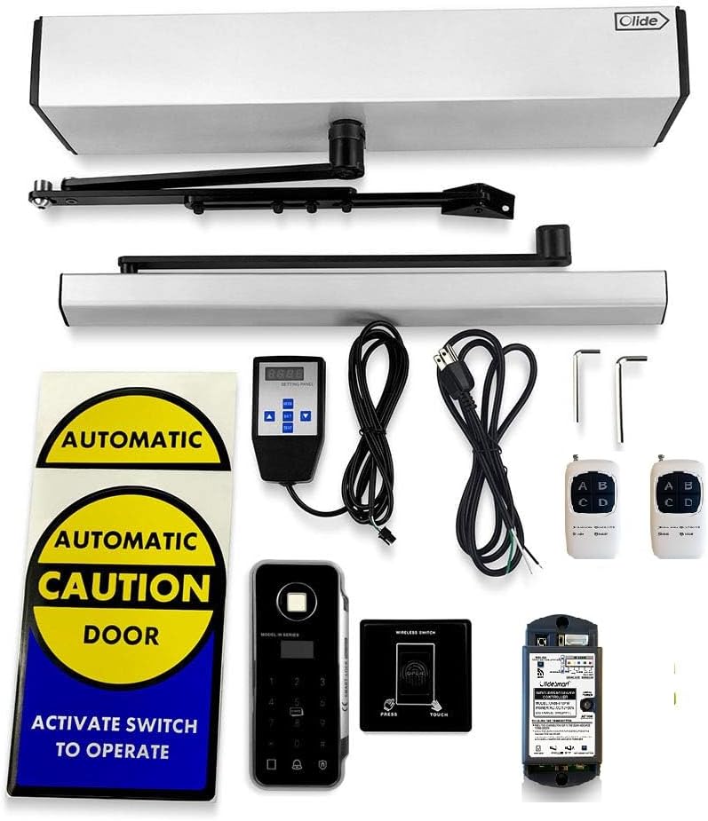 Olideauto Doors Opener Automatic with 2.4G Wireless Code Wireless Fingerprint Access Control Reader and Square Wireless Hand Sensor Switch 120B,WiFi Funtion Available
