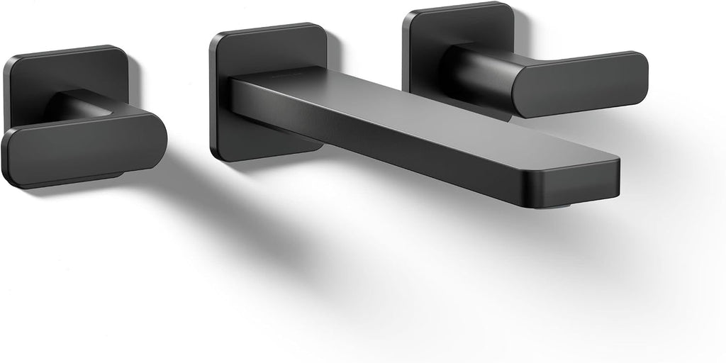 KOHLER T27120-4-BL Parallel® Wall-mount bathroom sink faucet trim, Matte Black