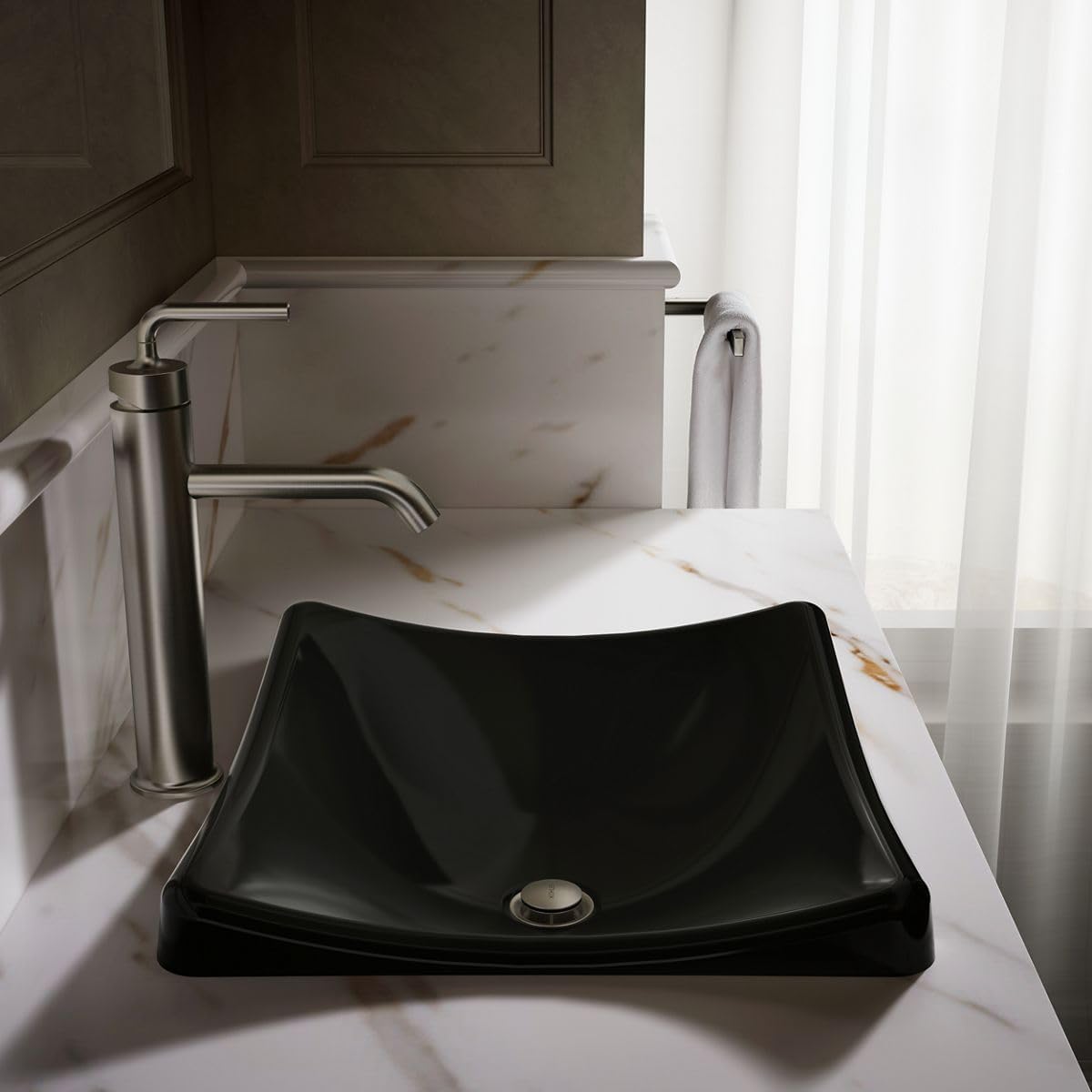 Kohler K-2833-7 DemiLav Above-Counter Single Bowl Bathroom Sink Black Black