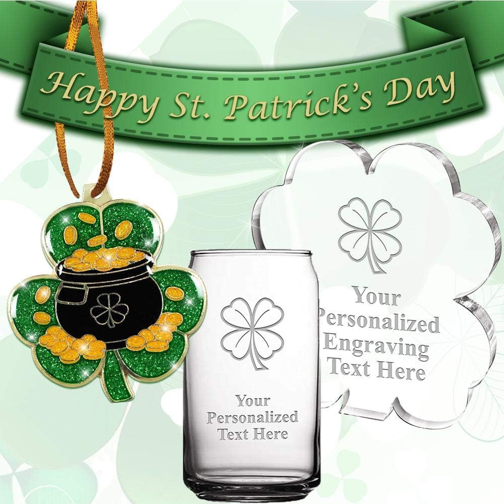 St. Patrick's Day Banner Medal Gold, 2.6' Shamrock Themed Trophy Medal Awards, Great Green Four Leaf Clover Prizes for Children