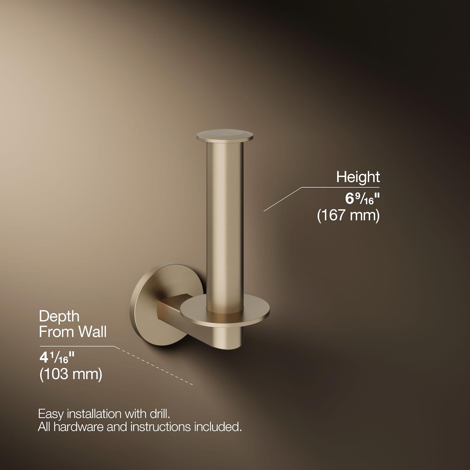 KOHLER K-78383-BV Components™ Vertical TP Assembly, Vibrant Brushed Bronze