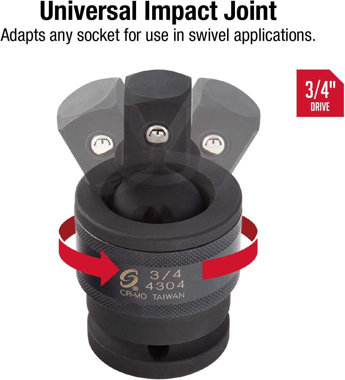 VEVOR Impact Socket Set 3/4 Inches 29 Piece Impact Sockets, 6-Point Sockets & SUNEX TOOLS 4304, 3/4 Inch Drive, Universal Impact Joint, Cr-Mo Steel, Radius Corner Design, Flexible