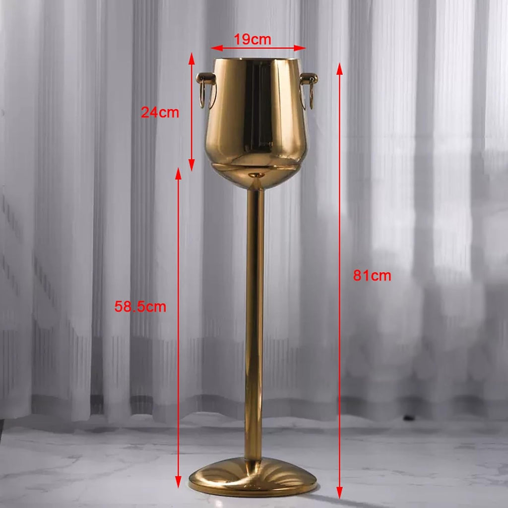 CLoxks Ice Bucket Ice Bucket with Stand golden Stainless Steel Wine Bucket and Stand Holder Holds Beer, Wine, Champagne and More for Party Home KTV Club Bar Insulated Ice Bucket