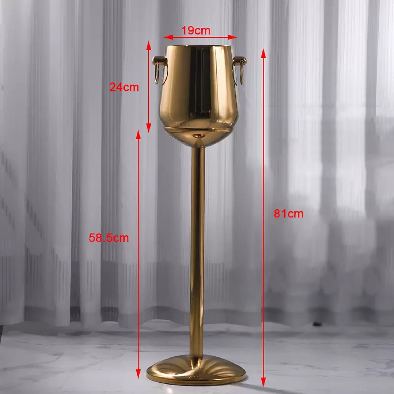 Ice Container Ice Bucket with Stand Golden Stainless Steel Wine Bucket and Stand Holder Holds Beer, Wine, Champagne and More for Party Home KTV Club Bar Wine Beer Champagne Bucket