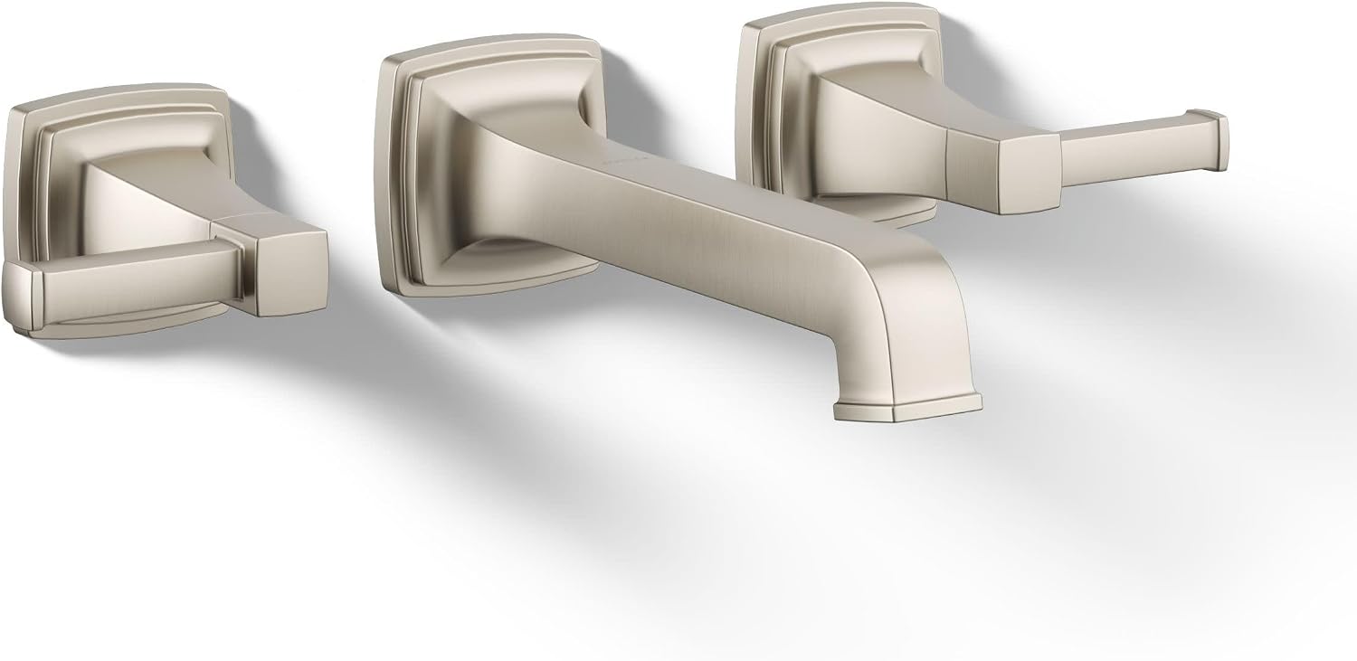 Kohler T26432-4-BN RIFF® Widespread wall-mount bathroom sink faucet trim, Vibrant Brushed Nickel