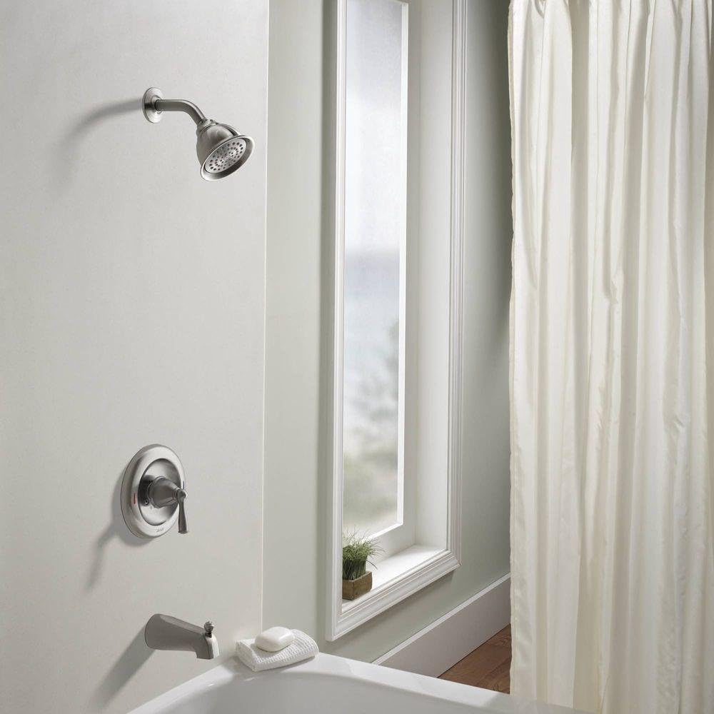 Moen Tub and Shower Faucet 1 Handle Banbury Brushed Finish Nickel Material