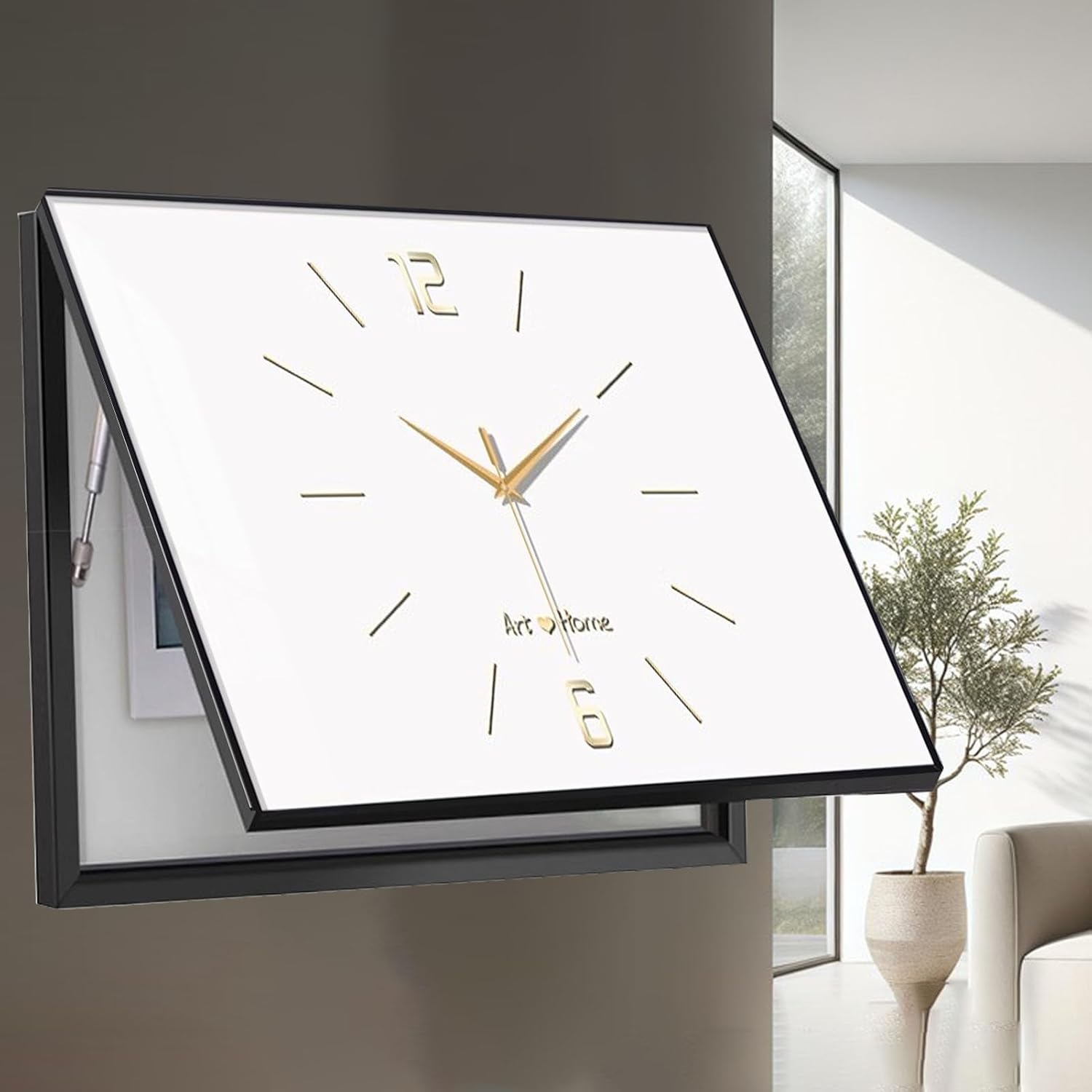 Decorative Meter Box Panel Cover for Hide Electric Box, Horizontal Breaker Box Cover Clock, Electrical Panel Lid for Indoor/Kitchen/Farmhouse(White,50x40cm(19 3/4x15 3/4'))
