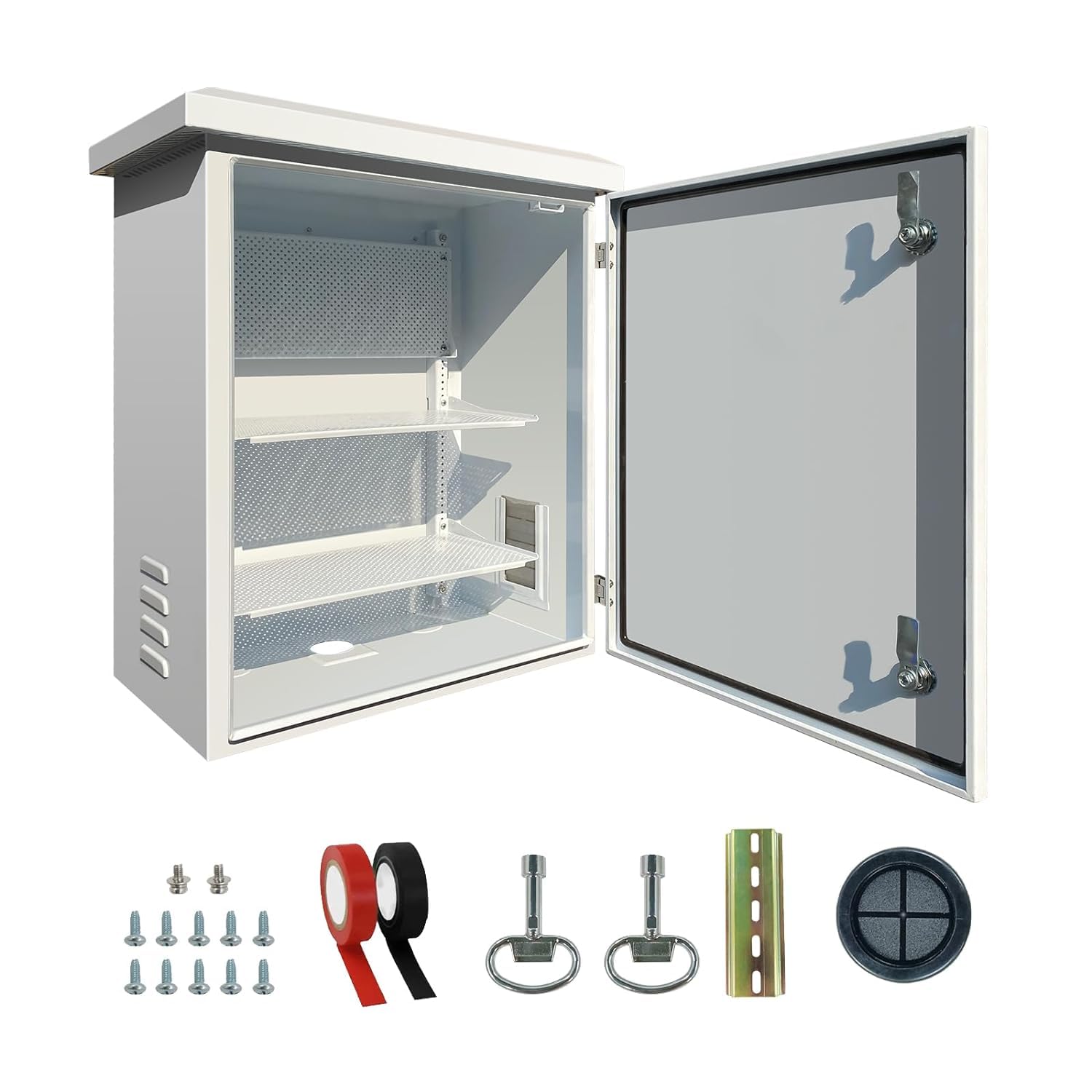 Outdoor Electrical Box NEMA Enclosure - 23.6x15.7x11.8 Weatherproof Network Exterior Box Ventilated hinged Outdoor Galvanized Electrical Ventilation Design(600 * 400 * 300mm)
