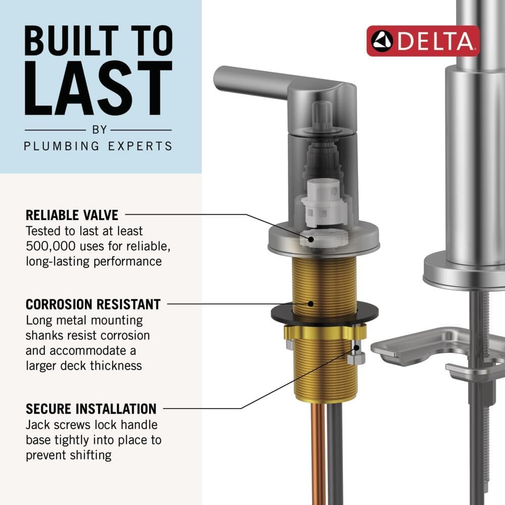 Delta Vero Brushed Gold Bathroom Faucet 3 Hole, 8 Inch Widespread Bathroom Sink Faucet for Vanity, Metal Push-Pop Drain Assembly, Champagne Bronze 3553LF-CZ