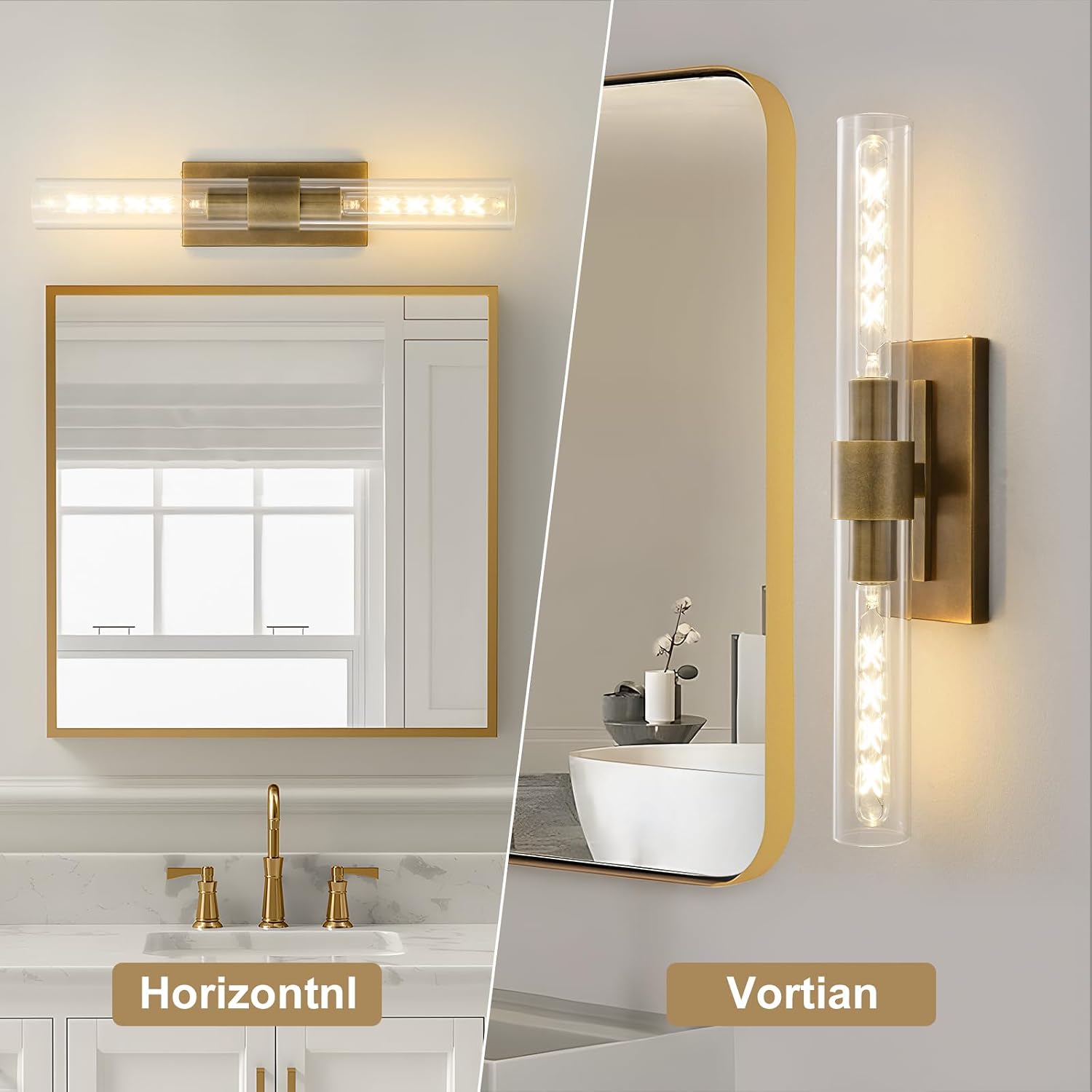 23' Brass Wall Sconce with Clear Glass Shade - Rust-Resistant Vintage Light, E26 Indoor Sconce, Decorative Lighting for Bathroom Living Room Stairway Fireplace Bedroom (Bronze)