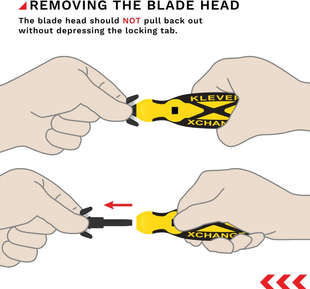 Klever Replacement Head Narrow Cut, Carbon Steel Blade, Dual-Opening Blade Head, Interchangeable, snap-in blade heads for use with the Klever XChange lines of safety cutters, 100/pk (KCJ-XH-20)
