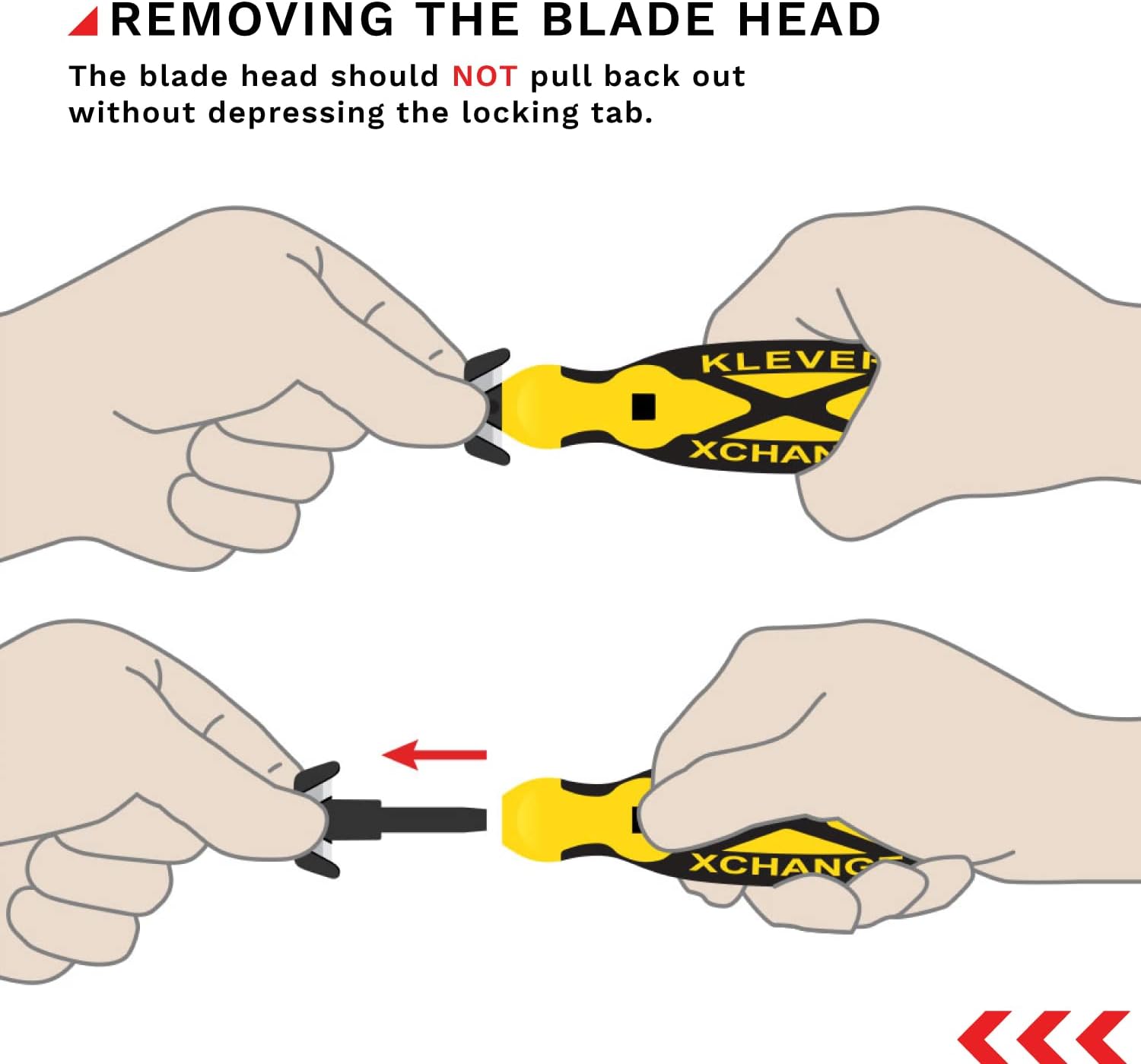 Klever Replacement Head Narrow Cut, Carbon Steel Blade, Dual-Opening Blade Head, Interchangeable, snap-in blade heads for use with the Klever XChange lines of safety cutters, 100/pk (KCJ-XH-20)