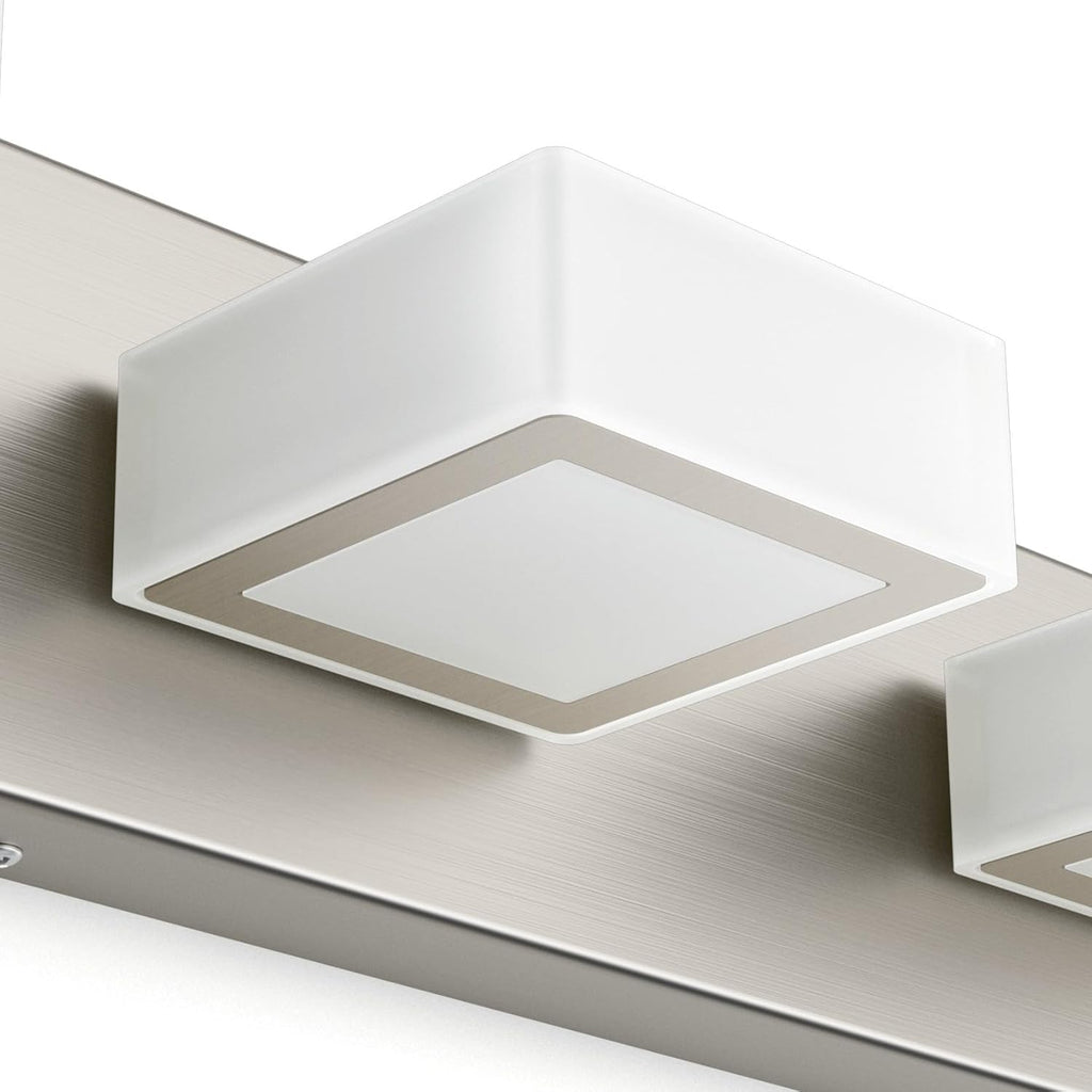 Ralbay Brushed Nickel Bathroom Vanity Lights 48inch Metal Acrylic LED Modern Bathroom Wall Lighting Fixtures Over Mirror Brushed Nickel (White Light 6000K, Non-dimmable)