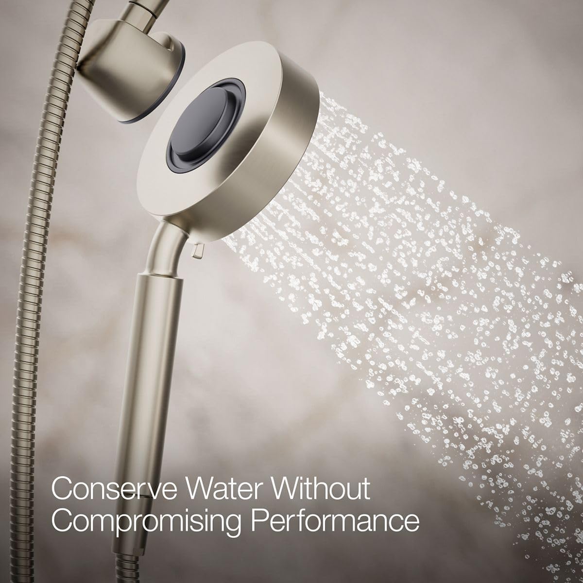 KOHLER 23219-BN Purist 2-in-1 Multi Function Shower Kit with SHOWERHEAD & HAND SHOWER, Full Coverage & Rotating Rail, Vibrant Brushed Nickel, 2.5 GPM