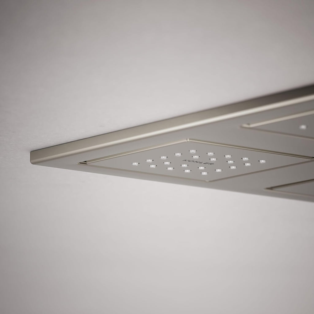 Kohler 98740-SN WaterTile® Rain Overhead shower panel with four 22-nozzle sprayheads, Vibrant Polished Nickel