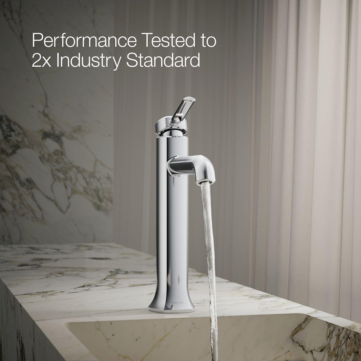 KOHLER 27003-4N-CP Occasion Tall Single-Handle Bathroom Faucet with Pop-Up Drain Assembly, One Hole Bathroom Sink Faucet, 0.5 gpm, Polished Chrome