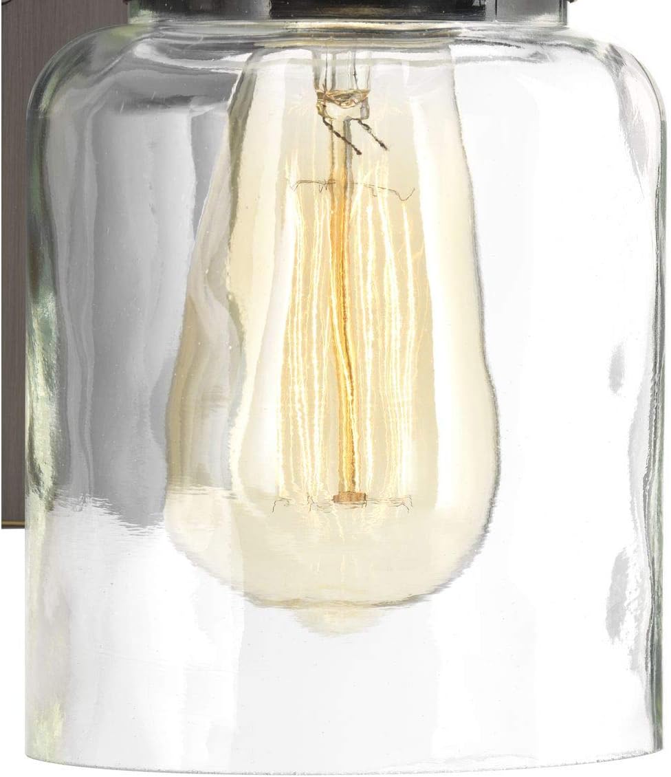 Progress Lighting P300046-020 Calhoun Collection Clear Glass Farmhouse Bath Vanity Light, 2-Light, Antique Bronze