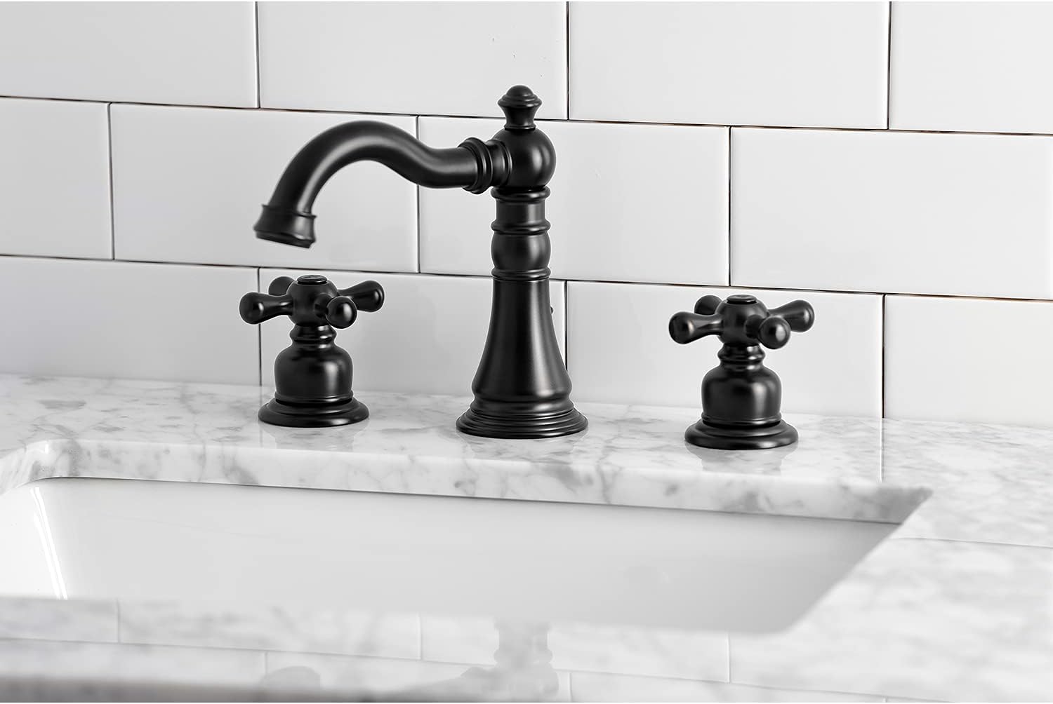 Fauceture FSC1970AX American Classic Widespread Bathroom Faucet with Brass Pop-Up, Matte Black
