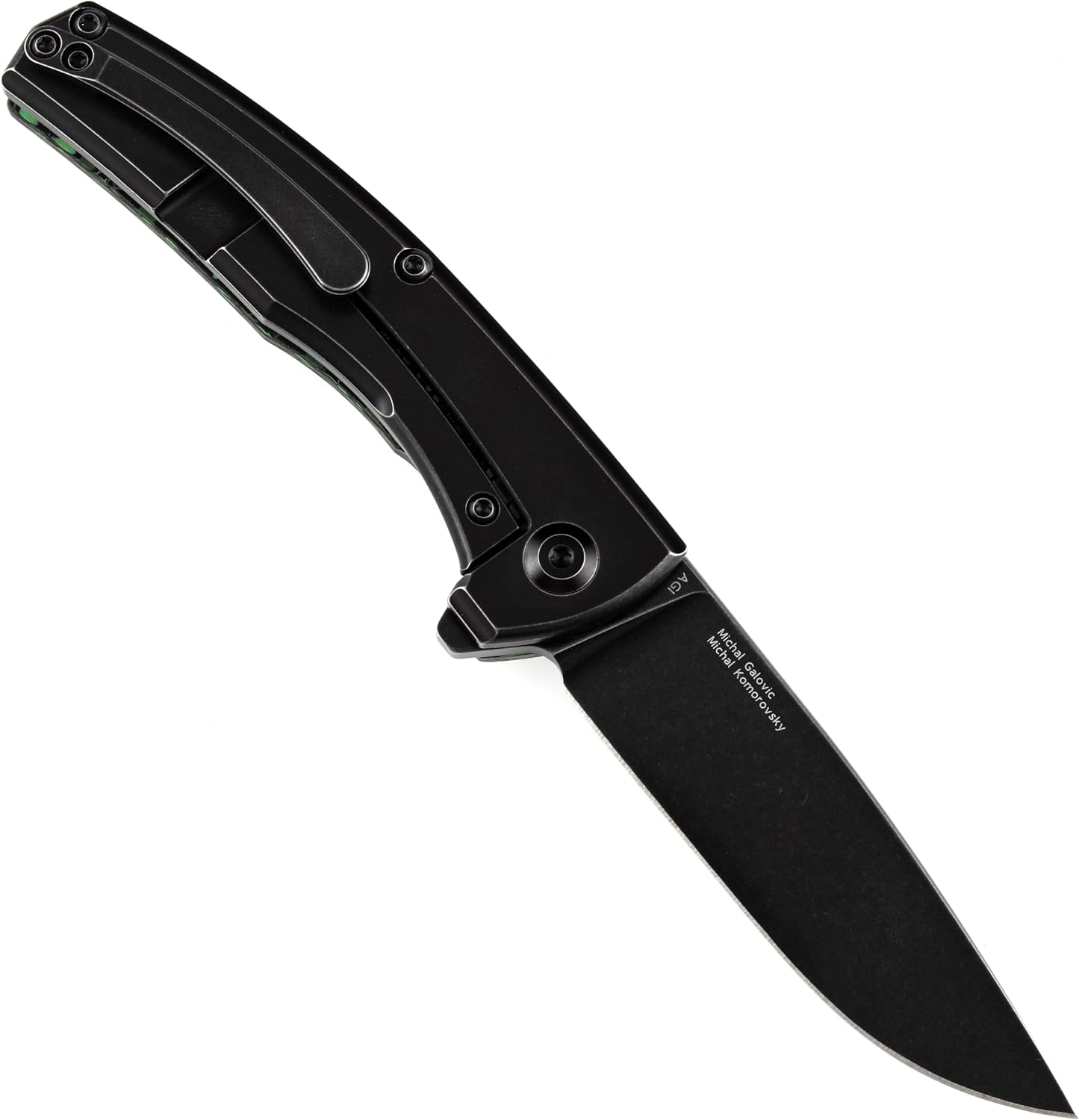 KANSEPT AGI Pocket Folding Knives EDC Camping Folding Knife 2.94''CPM S35VN Material Pocket Knife with Green Carbon Fiber + Black Stonewashed Titanium Handle Everyday Carry K2037A4