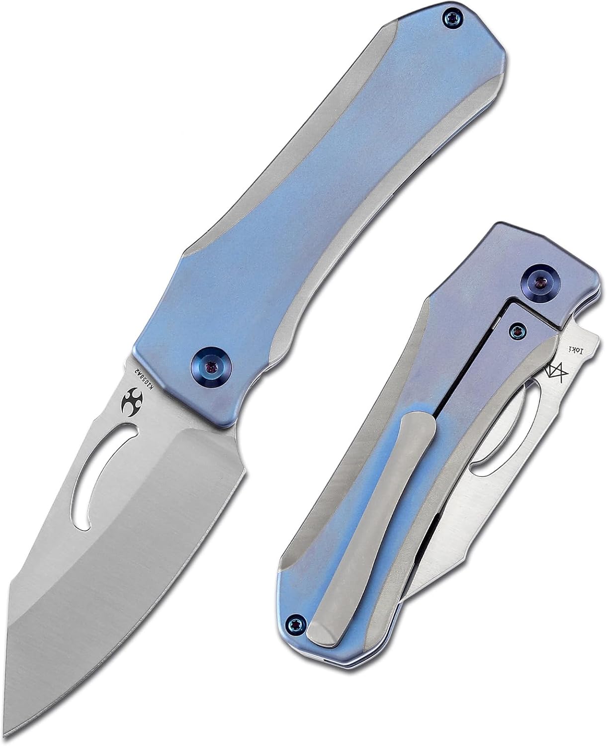 KANSEPT Loki Pocket Folding Knives for Men EDC Camping Folding Knife 2.99'' Satin CPM S35VN Blade Material Pocket with Plain & Blue Anodized Titanium Handle Everyday Carry K1058A2