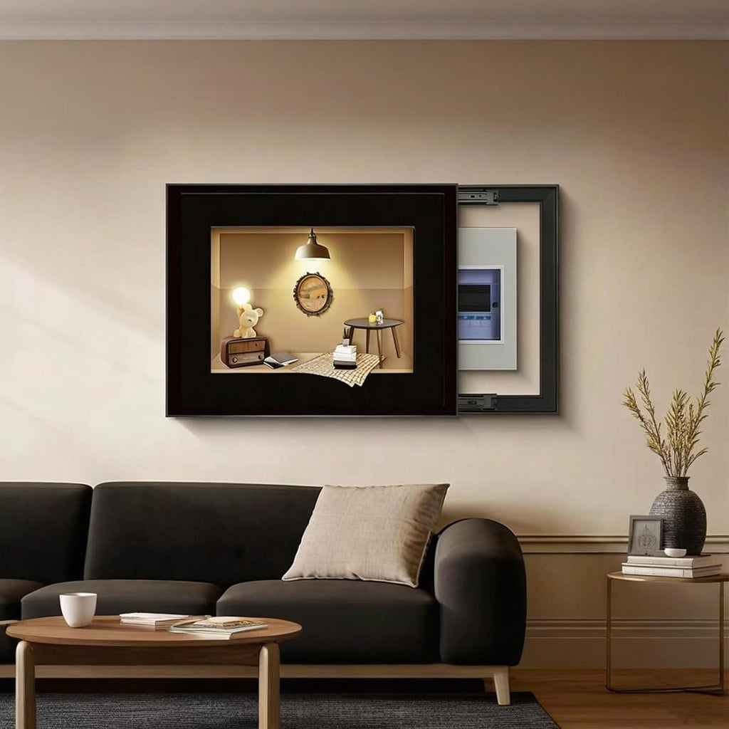 JHDXL Breaker Box Cover, Electrical Panel Cover Decorative, Electric Meter Box Decorative Painting, Crystal Porcelain Painting, for Living Room Home Offices Wall(Black5,70 * 50cm/27.6 * 19.7in)