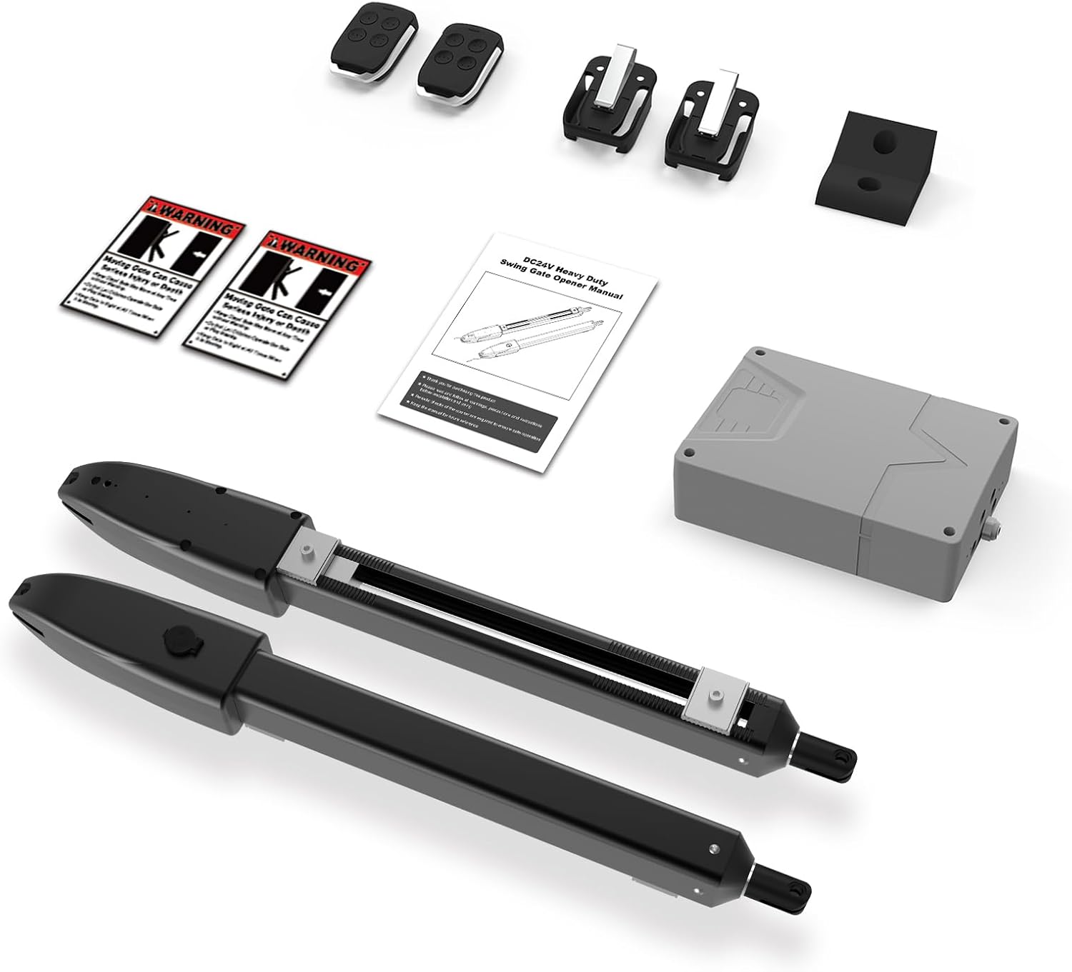 Automatic Dual Gate Opener for Swing Gates up to 660lb*2 16ft, Heavy Duty Electric Opener Kit for Driveway Home Garden, Long-Range Remote Controls Included - Model C025-340