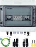 DIHOOL PV Solar Combiner Box for Solar Panels 2 String 25 Amp Junction Box DC500V 25A 2 in 2 Out
