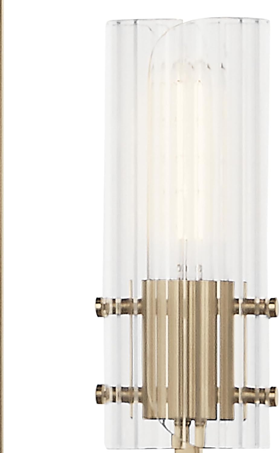 Kichler Velestino 4-Light Chandelier with Ribbed Glass Shades in Champagne Bronze, Modern Dining Room Light Fixture for Foyer, Living Room, Bedroom (20.5' x 19.25'), 52678CPZ